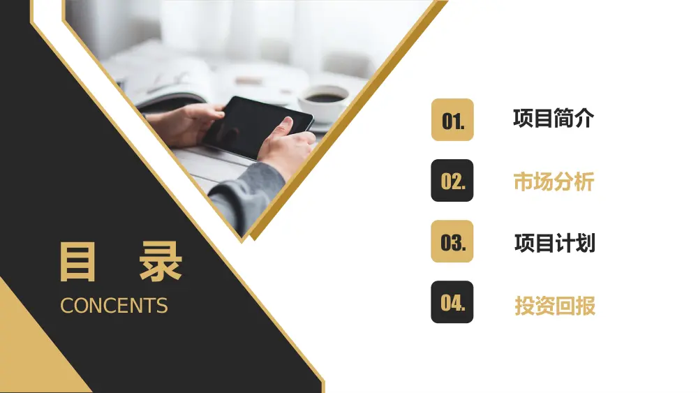 商业计划书PPT模板 - 项目简介市场分析投资回报 第3页