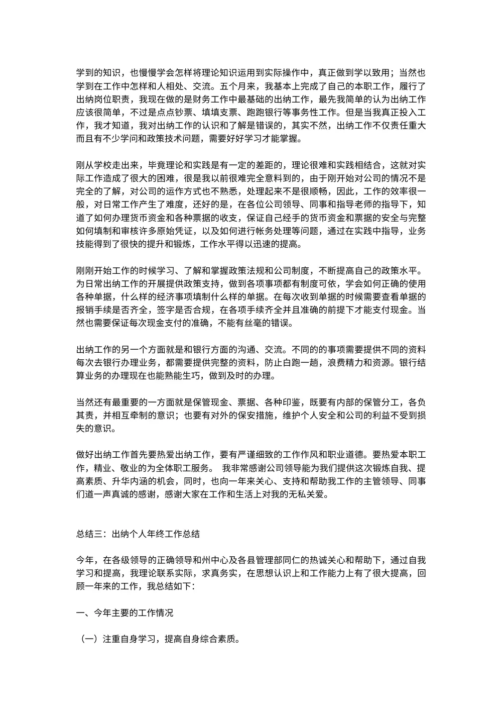 出纳个人年终工作总结模板与范文大全 第3页