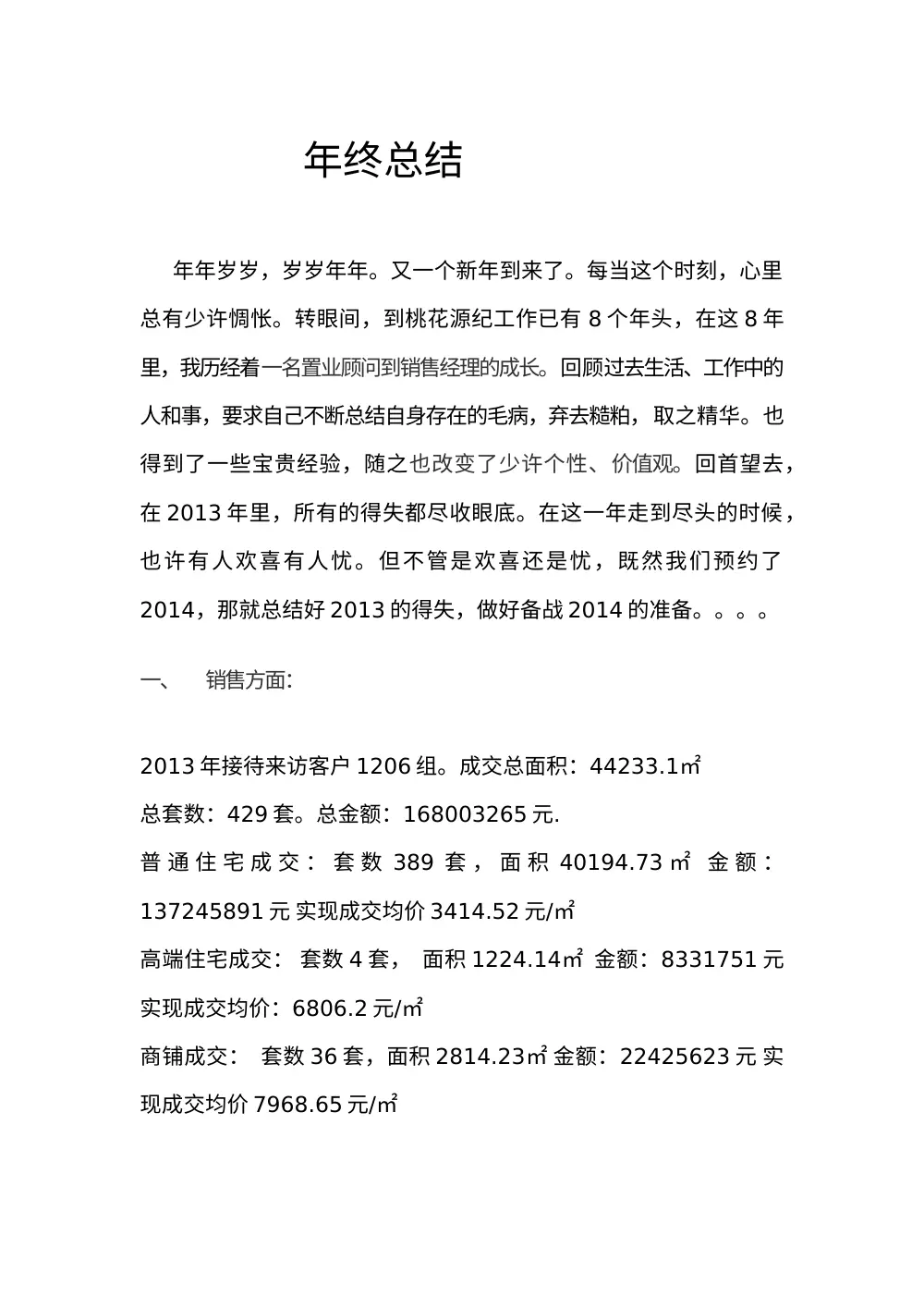 房地产销售经理2013年终工作总结报告 第2页