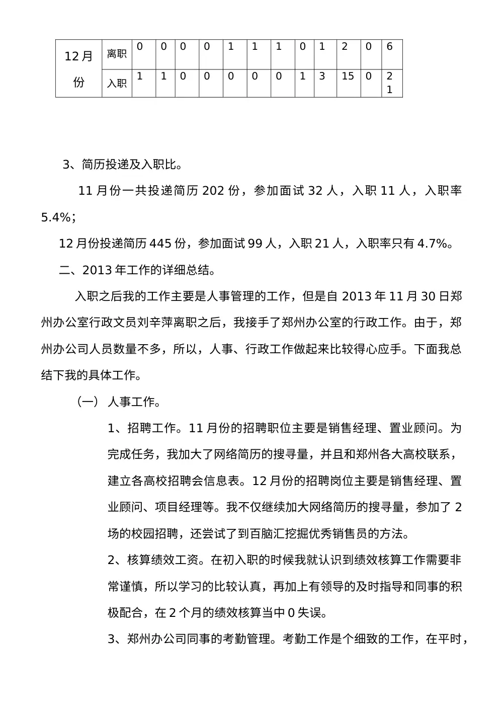 2013年人事专员年终工作总结报告 第3页